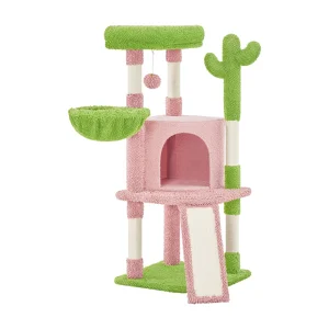 Yaheetech 42-in Cactus Cat Tree with Condo, Basket and Scratching Board