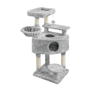 Yaheetech 46-in Multi-Level Cat Tree with Large Condo, Perch and Basket, Light Gray