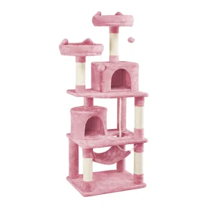 Yaheetech 63-in Multi-Level Cat Tree with 2 Condos, 2 Perches, Hammock, and Scratching Posts