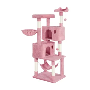 Yaheetech 64.5-in Multi-Level Cat Tree with 2 Condos, Hammock and Basket