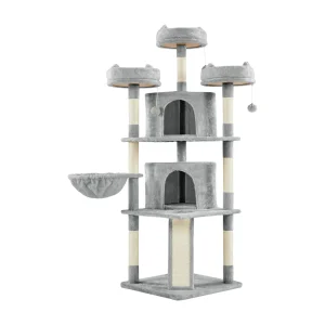 Yaheetech 69-in Multi-Level Cat Tree with 2 Condos, 3 Perches, Basket and Scratching Board
