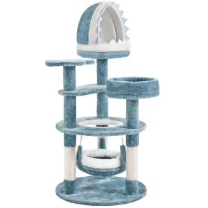 Yaheetech Cat Tree-Ocean-Themed Cat Tower, Multi-Level with Shark's Mouth Bed & 2 Big Condos