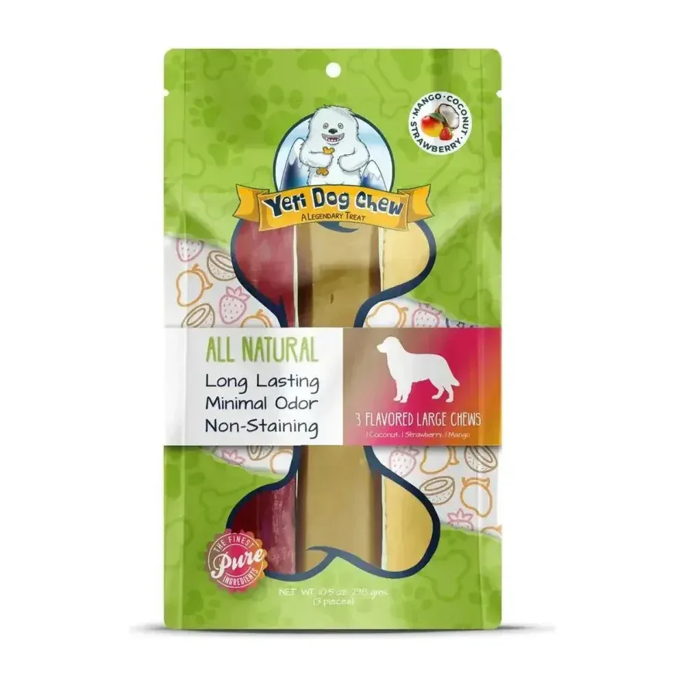 Yeti Dog Chews Himalayan Cheese Dog Treats Coconut/Strawberry/Mango Large 3 pk 10.5oz