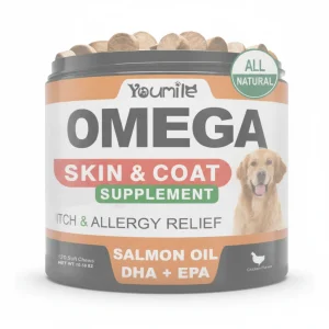 Youmile Omega 3 For Dogs - 120Ct Fish Oil Treats - Allergy & Itch Relief Skin & Coat Supplement - Dry Itchy