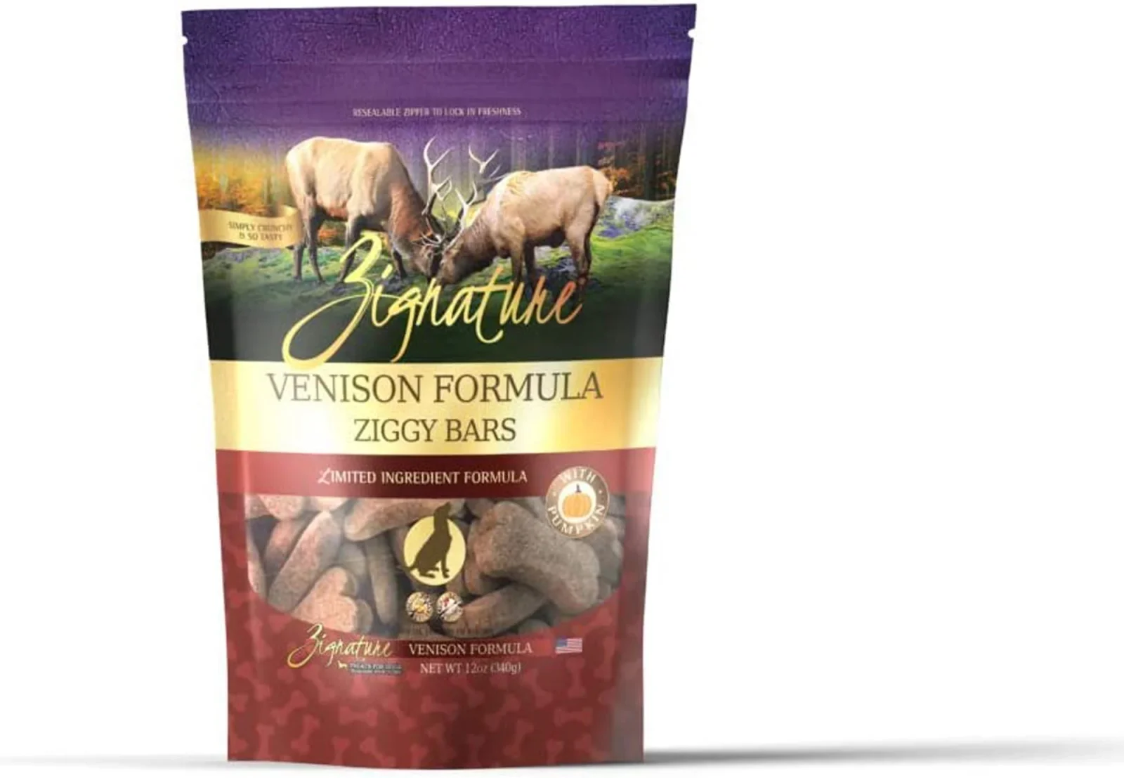 Zignature Ziggy Bar Venison Training Dog Treat, 12 oz