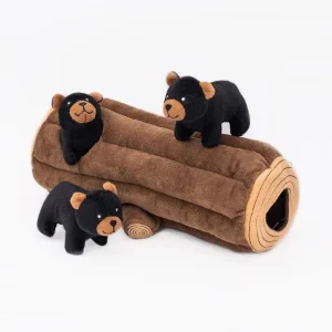 Zippypaws Burrow Black Bear Log