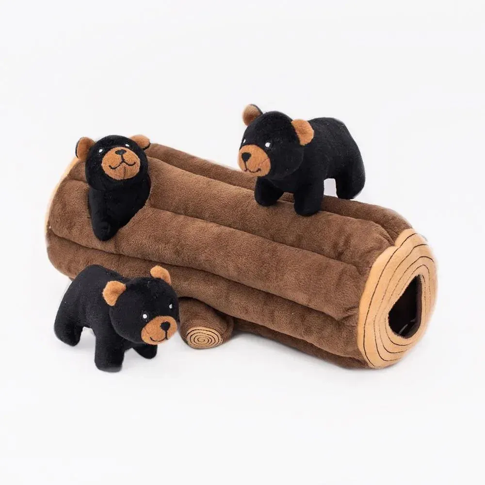 Zippypaws Burrow Black Bear Log
