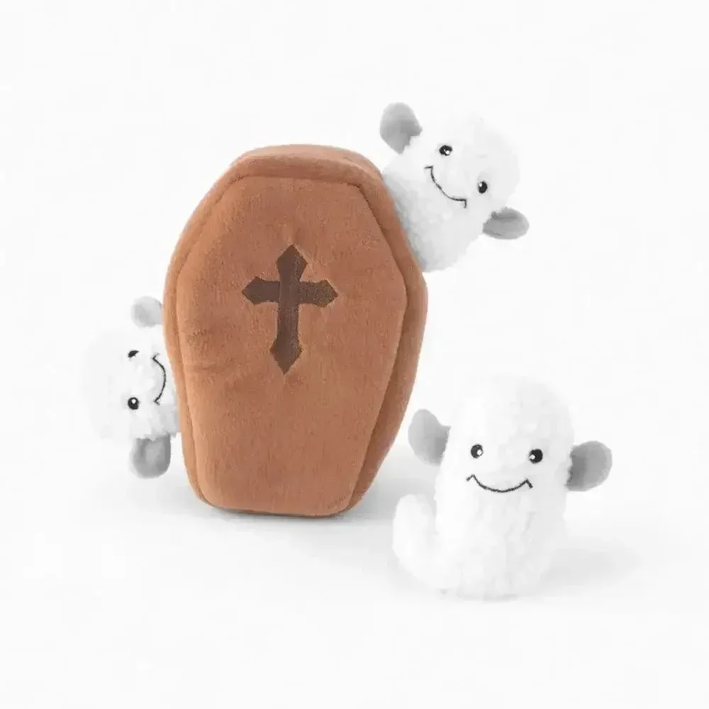 ZippyPaws Halloween Burrow Coffin with Ghosts Dog Toys