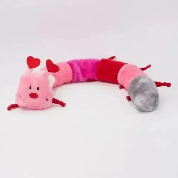 ZippyPaws Valentine's Caterpillar Dog Toys with 6 Squeakers