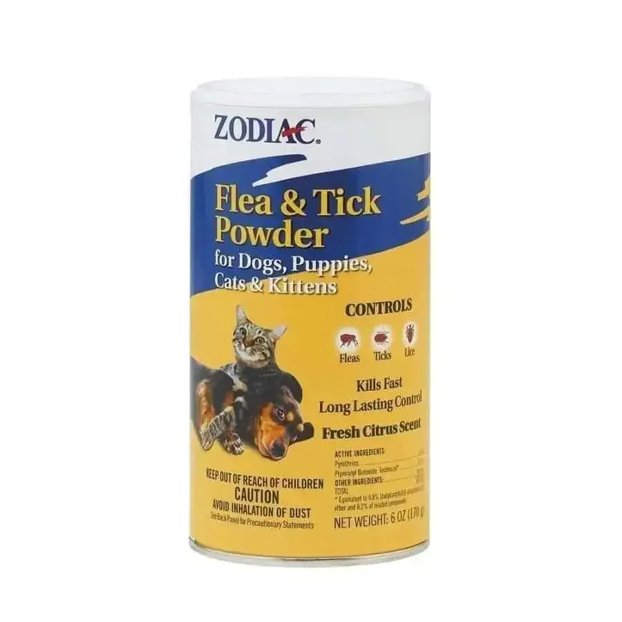 Zodiac Flea and Tick Powder for Dogs and Cats 6 oz