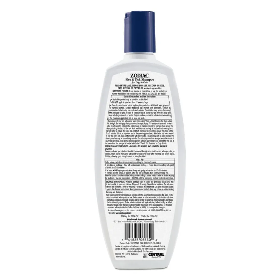 Zodiac Flea & Tick Shampoo for Dogs & Cats 12oz Bottle - Image 2