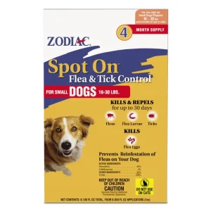 Zodiac Spot On Flea & Tick Control for Dogs 16-30lb 4pk