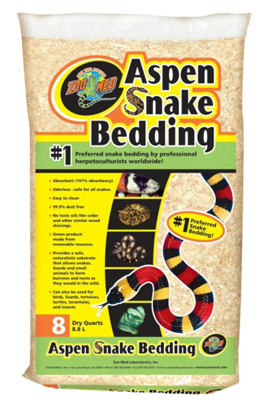 Zoo Med Aspen Snake Bedding, Tan, 8 qt