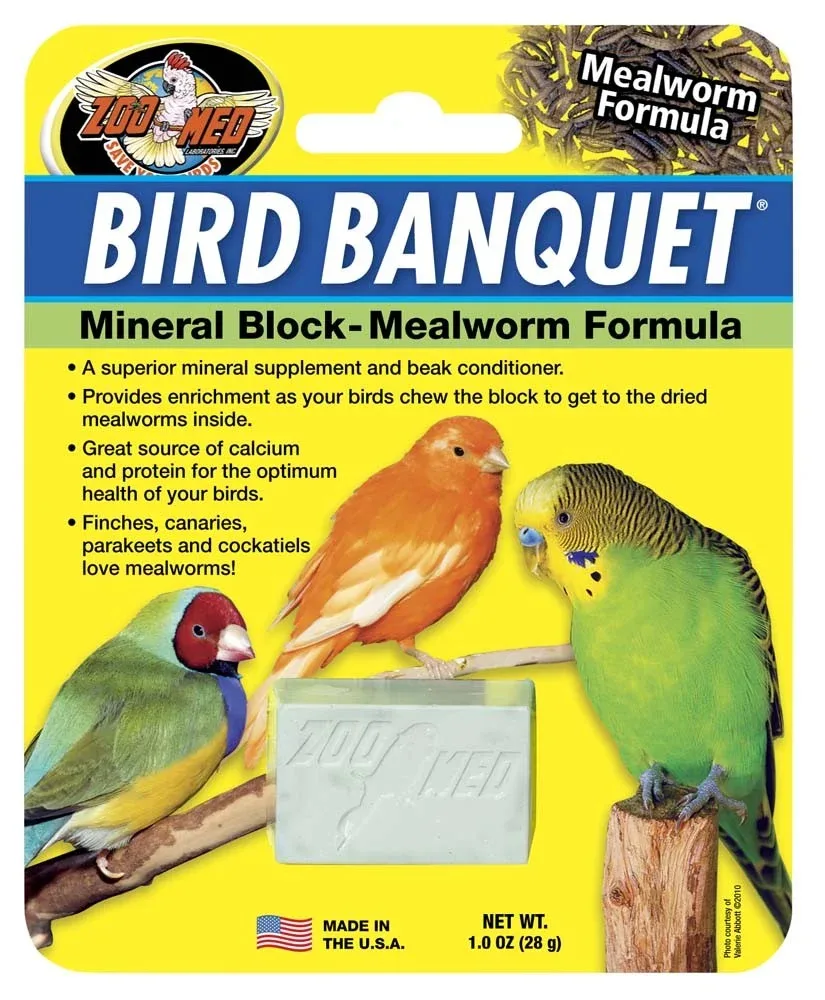 Zoo Med Bird Banquet Mealworm Formula Mineral Block Green, 1ea/1 oz, SM