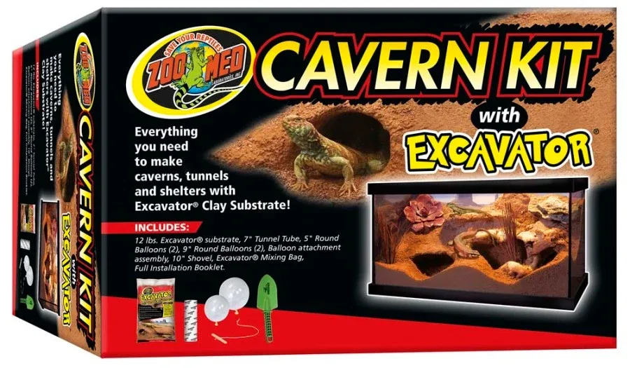 Zoo Med Cavern Kit with Excavator Clay Burrowing Substrate, 12 lb