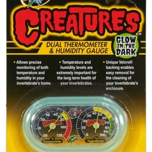 Zoo Med Creatures Dual Thermometer Humidity Gauge Glow in the Dark, Green