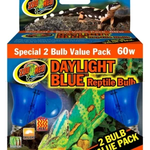 Zoo Med Daylight Blue Reptile Bulb, Blue, 60W, 2-Count