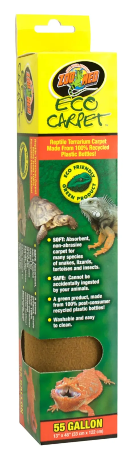 Zoo Med Eco Carpet Reptile Terrarium Carpet, Green, 55 gal, 13 in x 48 in