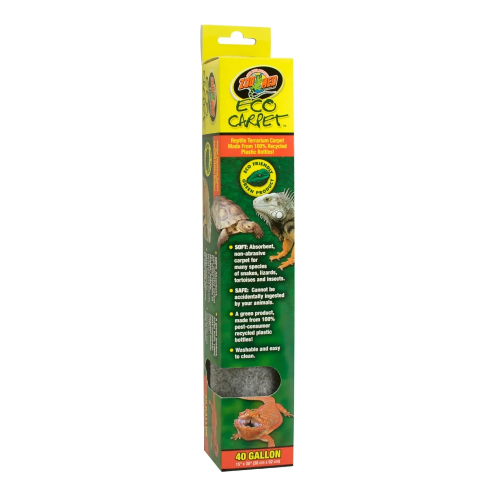 Zoo Med Eco Carpet Reptile Terrarium Carpet, Grey, 40 gal, 15 in x 36 in