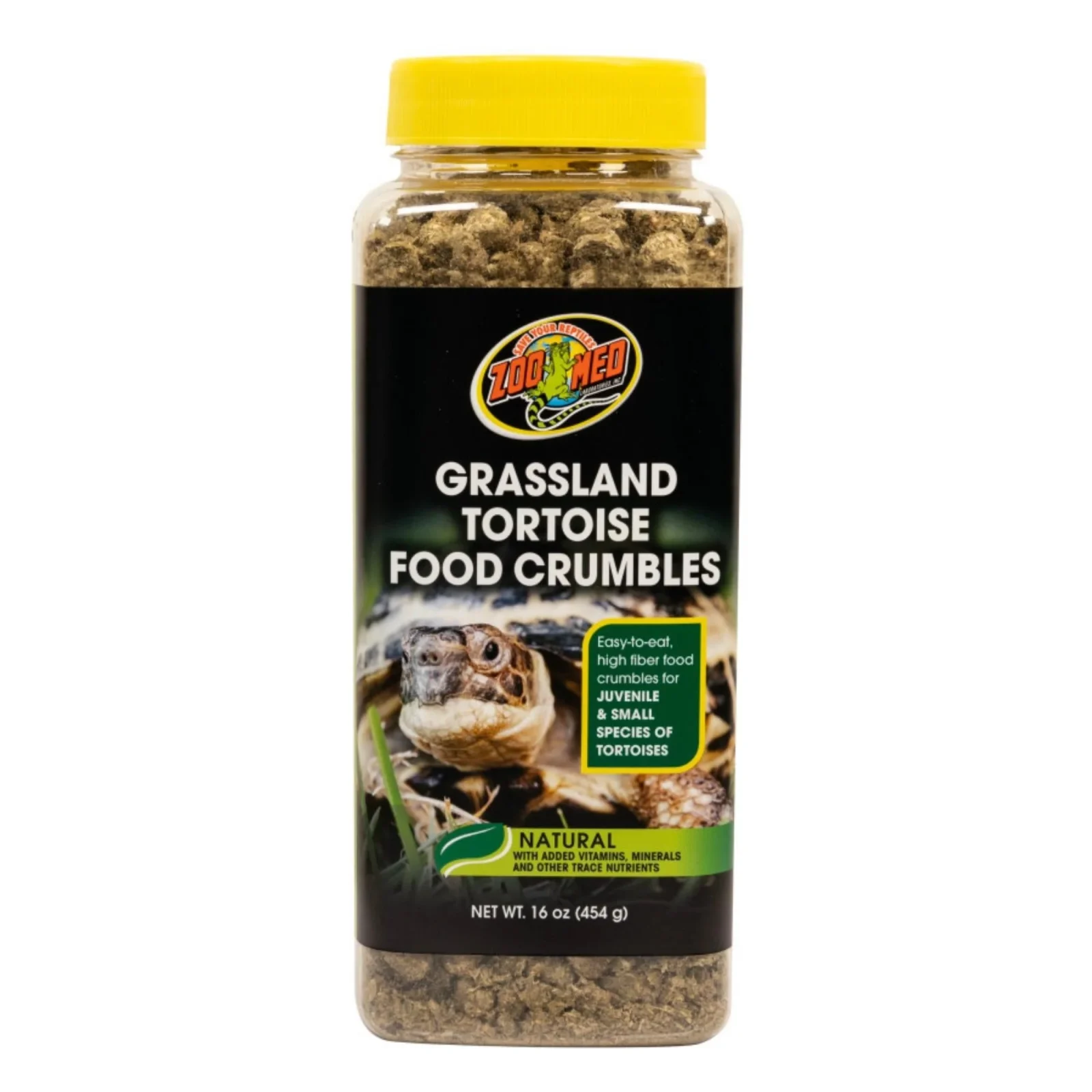 Zoo Med Grassland Tortoise Food Crumbles 16 oz - Staple Diet for Young and Small Tortoises
