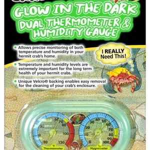Zoo Med Hermit Crab Dual Thermometer Humidity Gauge Glow in the, Dark