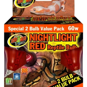 Zoo Med Nightlight Red Reptile Bulb, Red, 60W, 2-Count