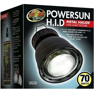 Zoo Med PowerSun H.I.D. Metal Halide UVB Lamp Fixture, Black, 7.5 in