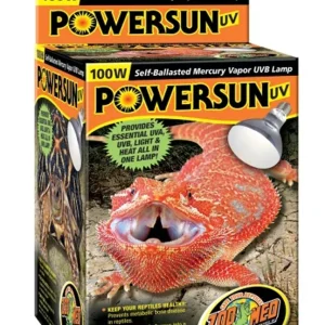 Zoo Med PowerSun UV Self-Ballasted Mercury Vapor Lamp, Silver, 100W