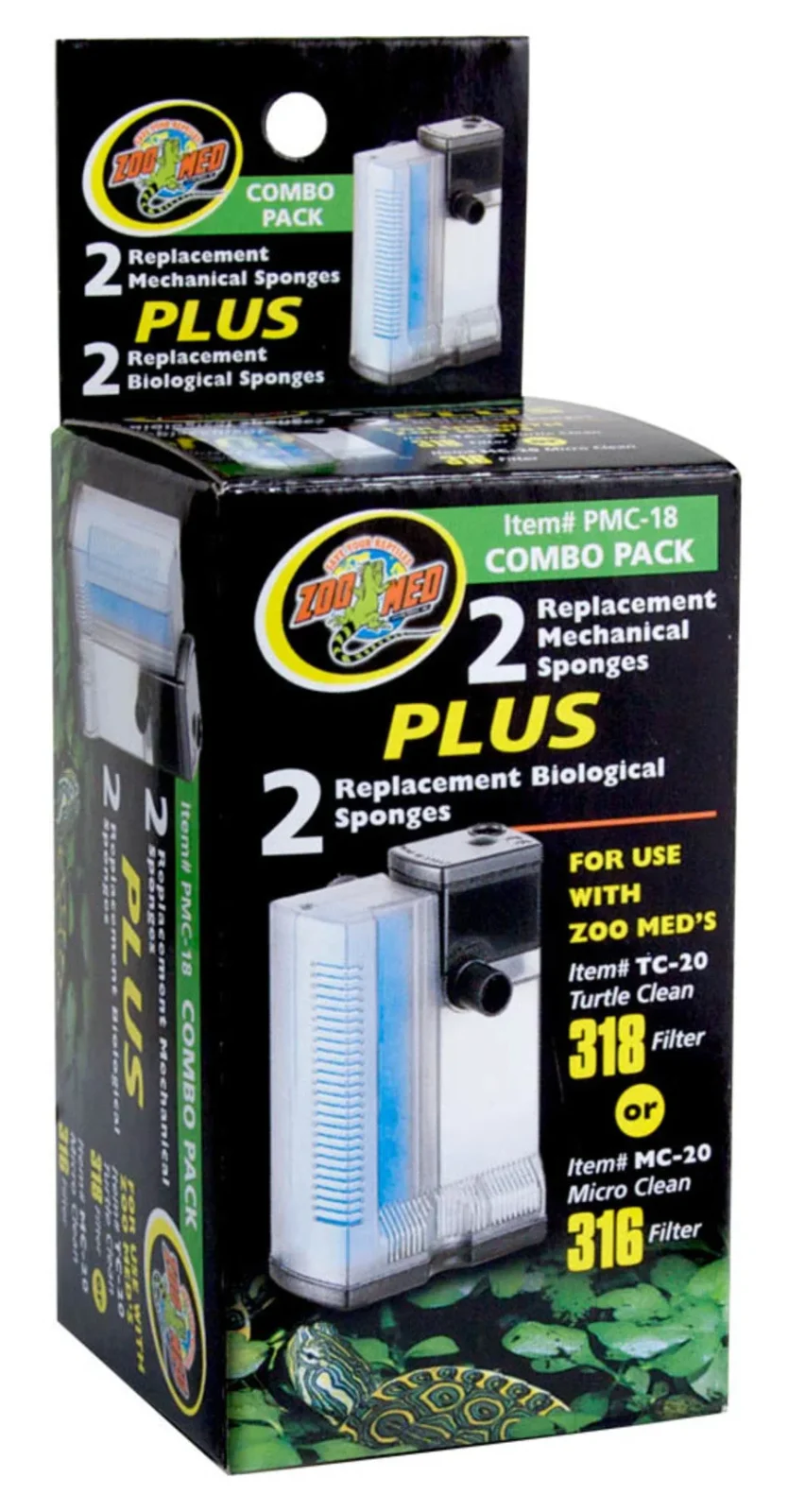 Zoo Med Replacement Sponge Combo for Turtle Clean 318 or Micro Clean 316 Filters, 4-Count