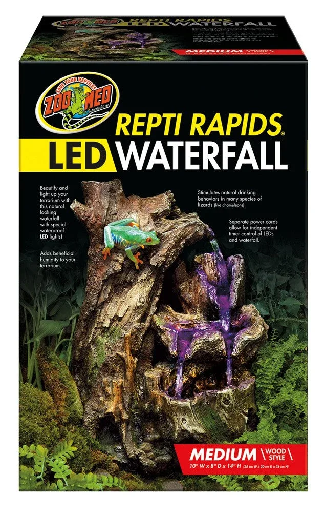 Zoo Med Repti Rapids LED Wood Waterfall, Brown Medium
