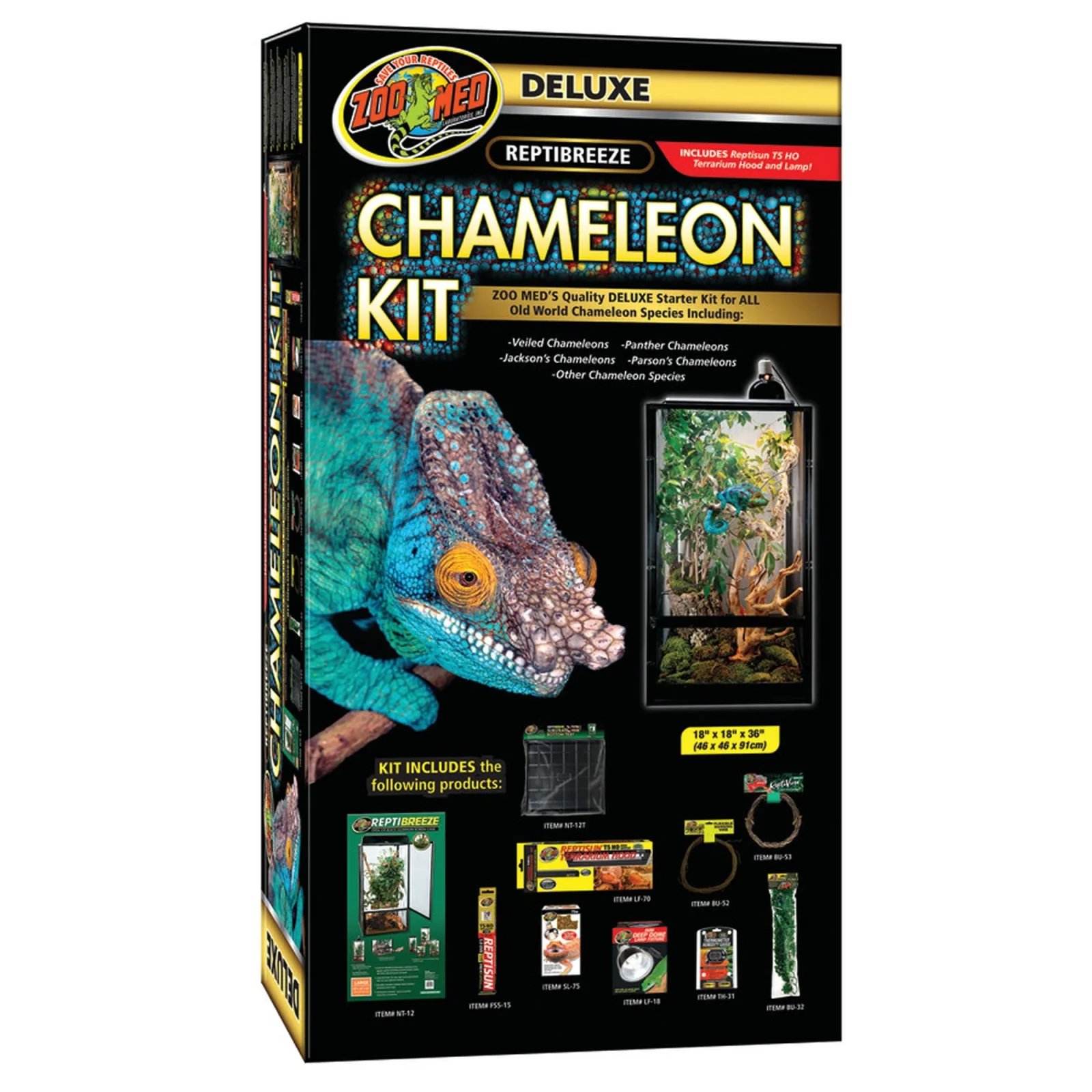 Zoo Med ReptiBreeze Deluxe Chameleon Starter Kit, 18 in x 18 in x 36 in