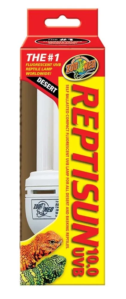 Zoo Med ReptiSun 10.0 UVB Desert Compact Fluorescent Lamp Regular, White, 26W