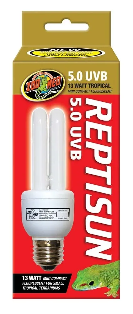 Zoo Med ReptiSun 5.0 UVB Tropical Compact Fluorescent Lamp Mini, White, 13W