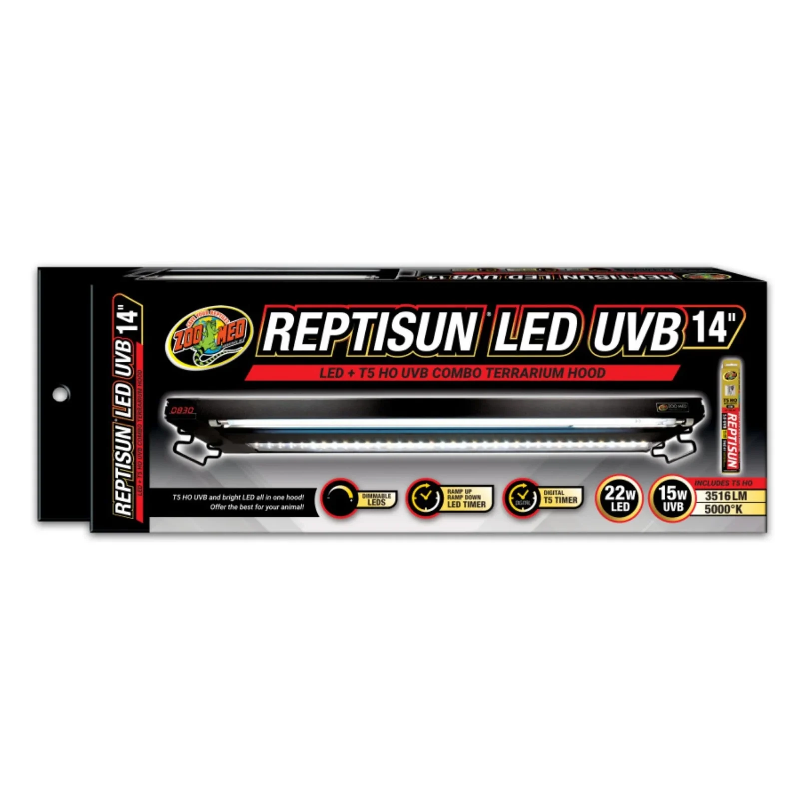 Zoo Med ReptiSun LED UVB Combo Terrarium Hood, 14 in