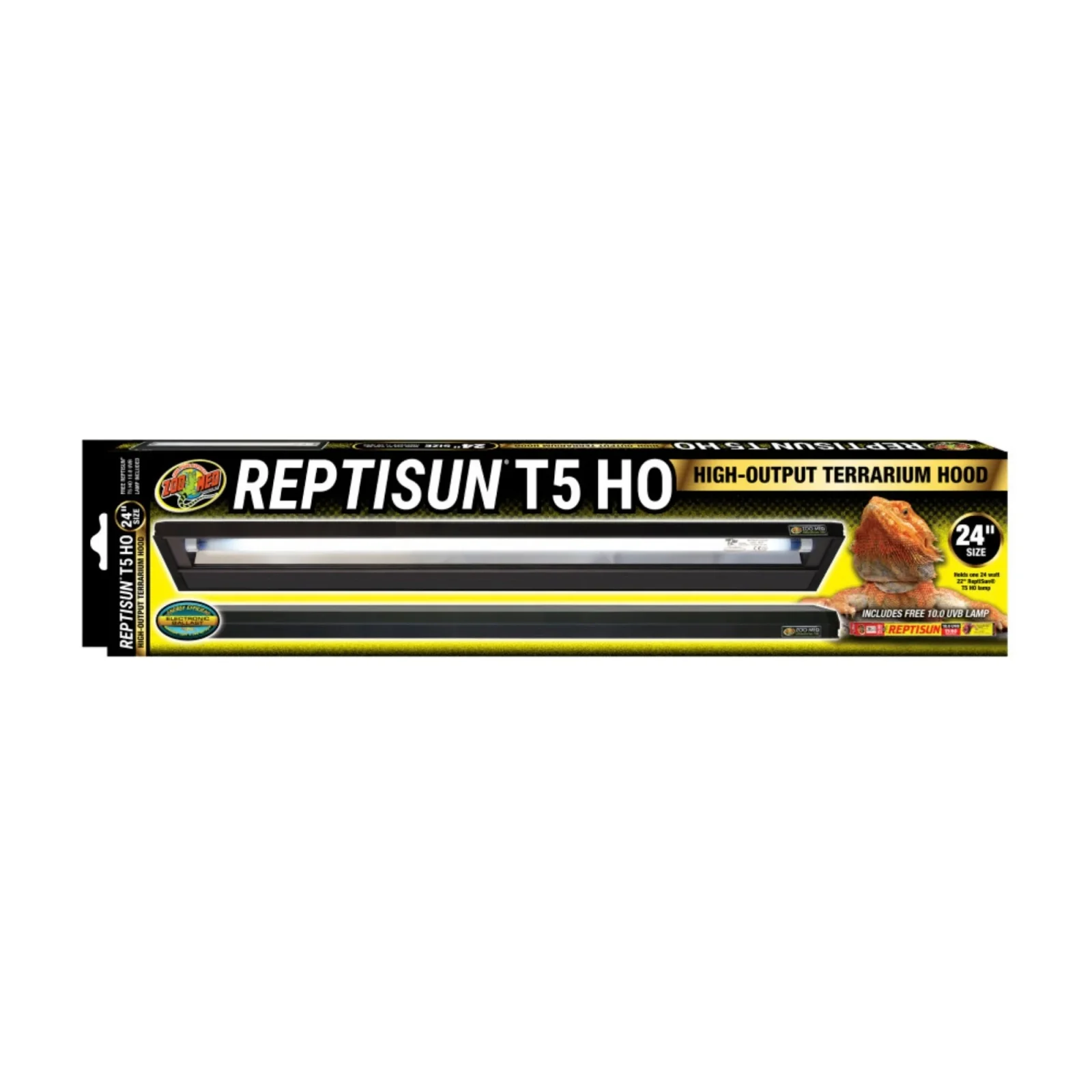 Zoo Med ReptiSun T5 HO Terrarium Hood with 10.0 UVB Bulb, 24 in