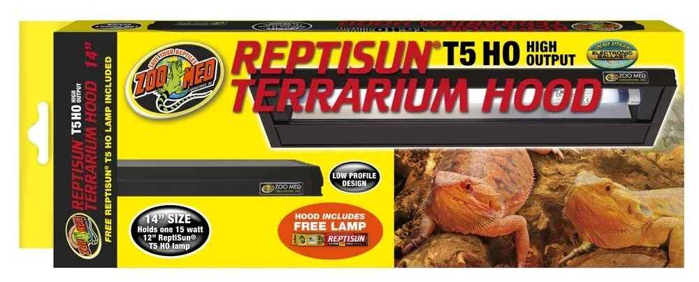 Zoo Med ReptiSun T5 HO Terrarium Hood with 5.0 Bulb, 14 in