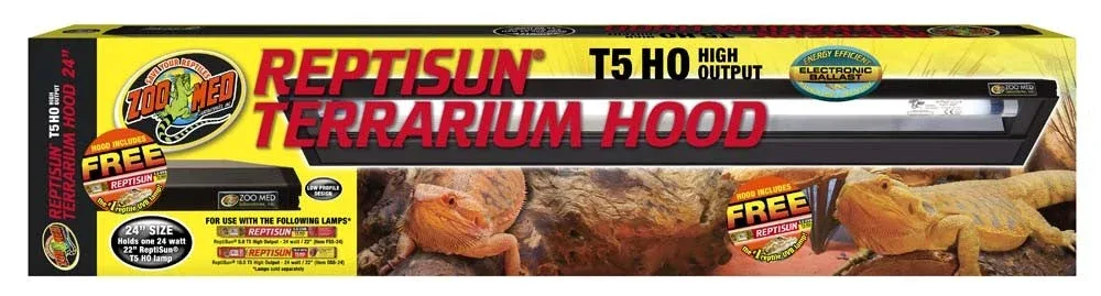 Zoo Med ReptiSun T5 HO Terrarium Hood with 5.0 Bulb, 24 in