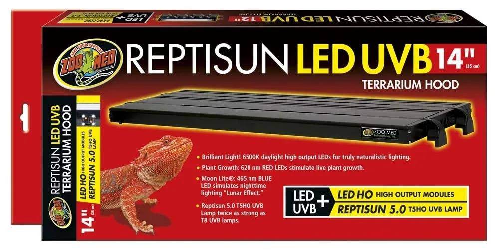 Zoo Med ReptiSun T5 LED UVB Terrarium Hood, 14 in