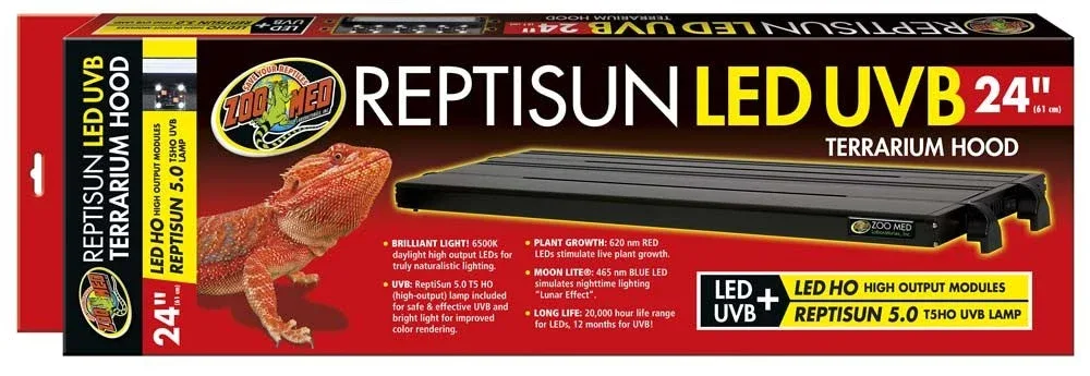 Zoo Med ReptiSun T5 LED UVB Terrarium Hood, 24 in