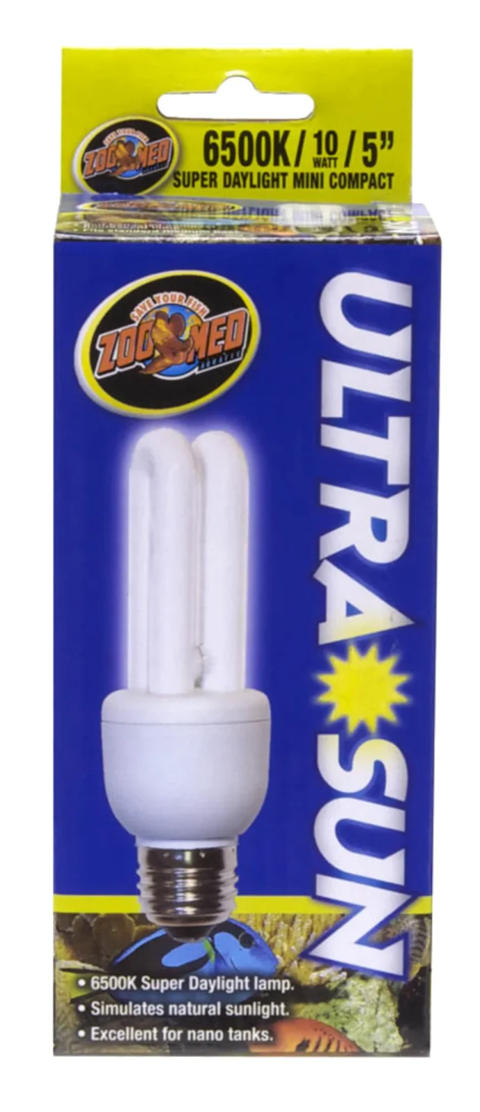 Zoo Med Ultra Sun Super Daylight Mini Compact Fluorescent Lamp, White, 5 in