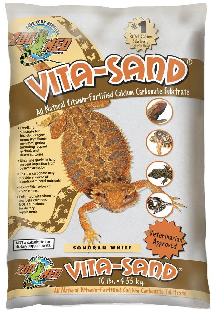 Zoo Med VitaSand Substrate Sonoran White, 10 lb each, Case of 3