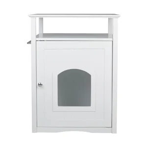 Zoovilla Furniture Style Cat Litterbox Enclosure, Nightstand For Concealing In Style, White