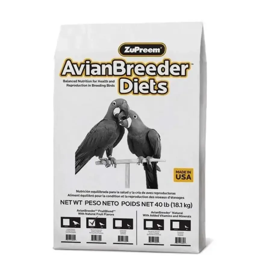 ZuPreem AvianBreeder FruitBlend Flavor Pelleted Bird Food for Parrots and Conures