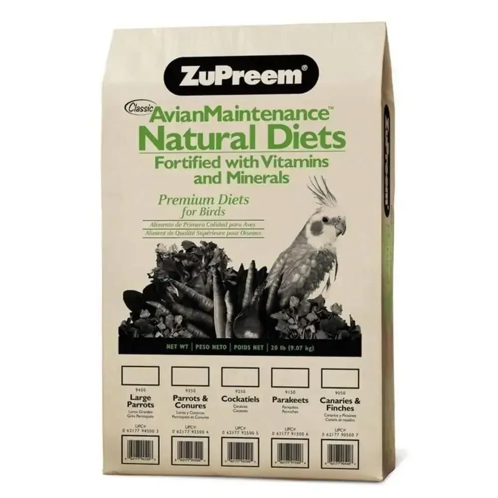 ZuPreem Natural Pelleted Bird Food for Parrots and Conures 1ea/20 lb