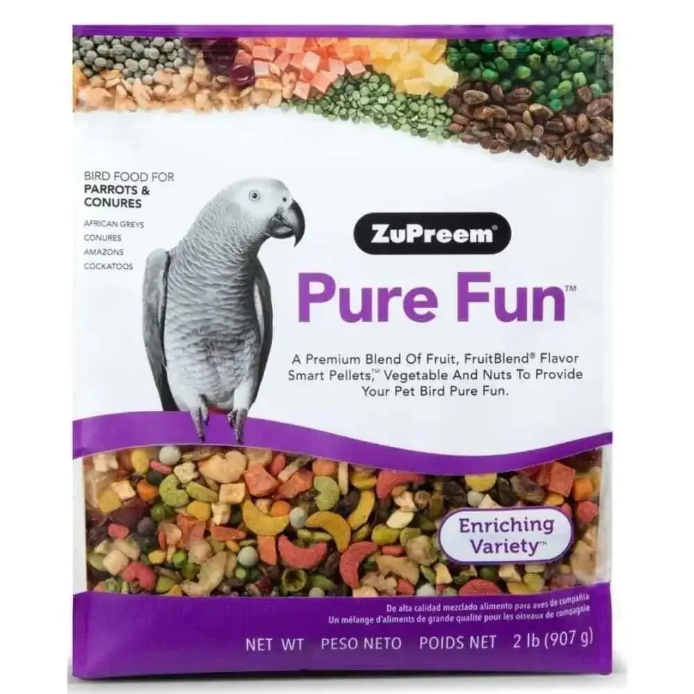 ZuPreem Pure Fun Bird Food for Parrots & Conures - Premium 2 lb Bird Food for Parrots